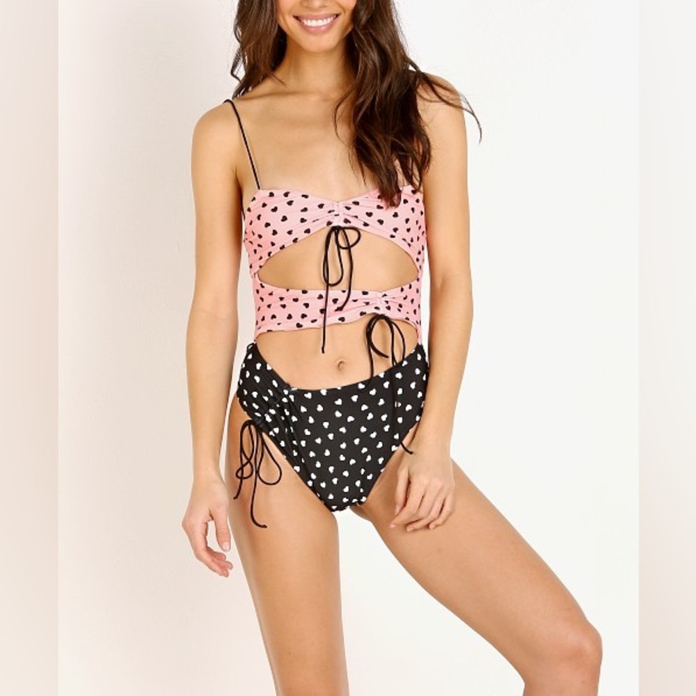 For Love & Lemons Claudia One Piece Pink Hearts NWT